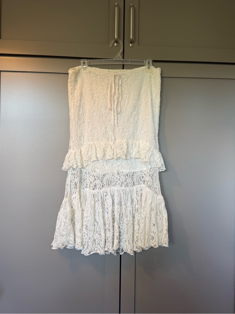 Suboo White Lace Tiered Midi Skirt - Size US Large/Aus 12